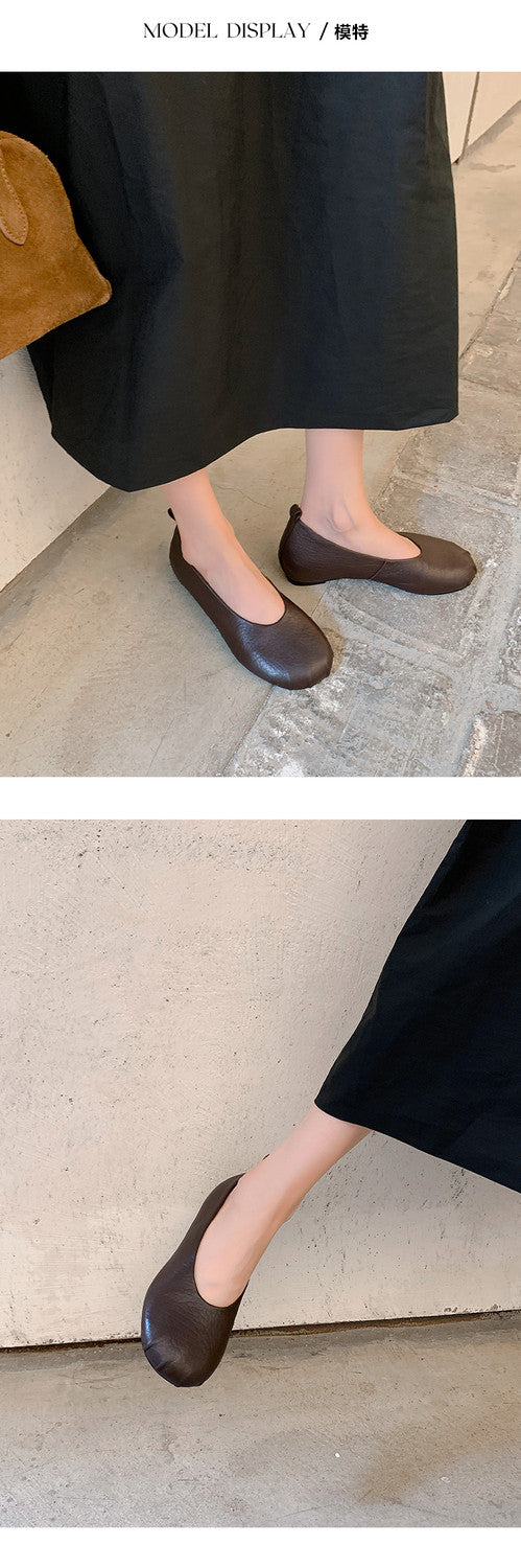 Karin Luna Full Layer Inside and Out~Elephant Pattern Round Toe Hidden Wedge Granny Shoes
