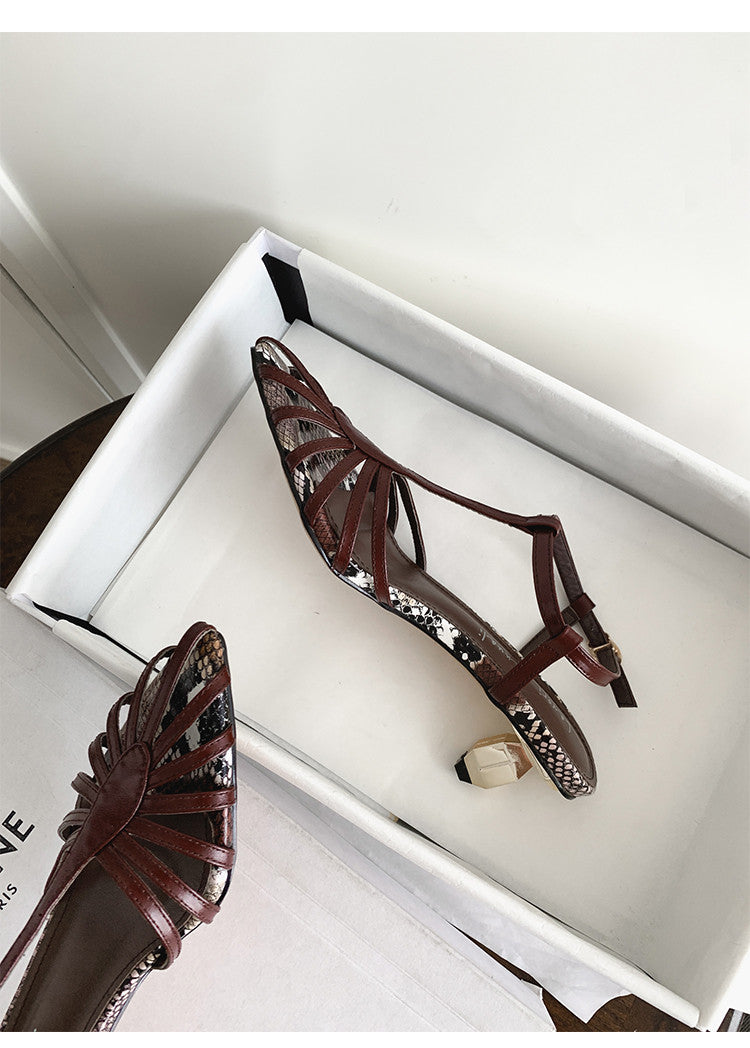 Karin Luna In Stock Spot Goods Open-toe French Style Metal Heel Sandals