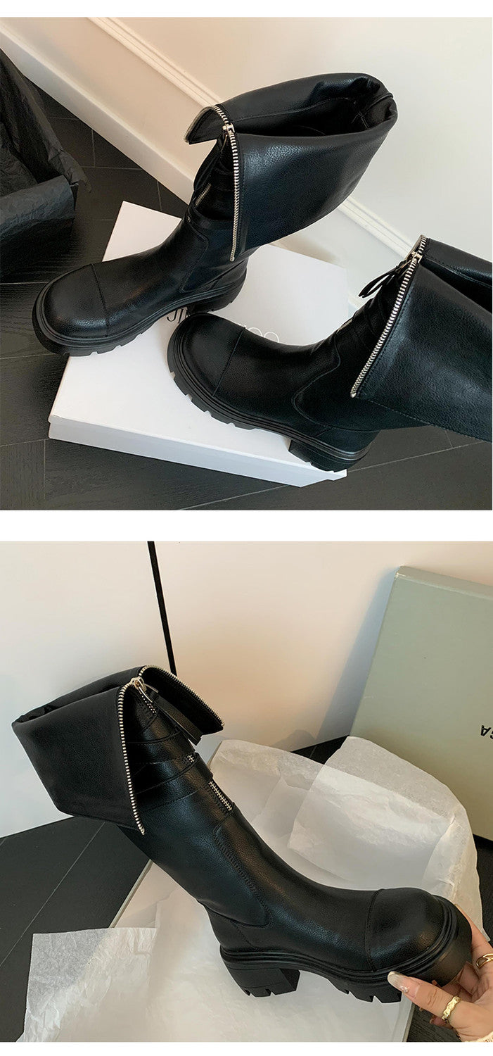 Karin Luna In Stock In-stock Foldable Niche Thick-soled Knight Boots