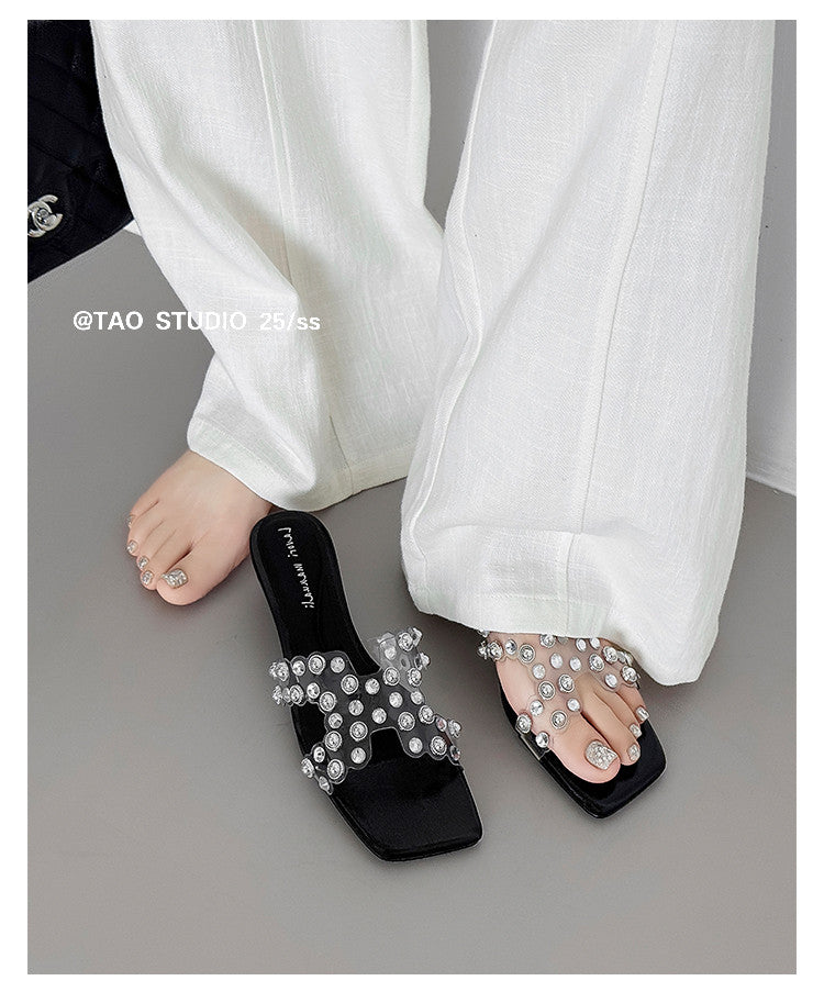 Karin Luna In Stock Spot Goods Classic versatile transparent sequin slippers