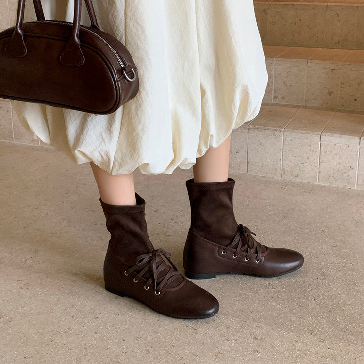 Karin Luna Round Toe Internal Height Increase Lace-up Ankle Boots