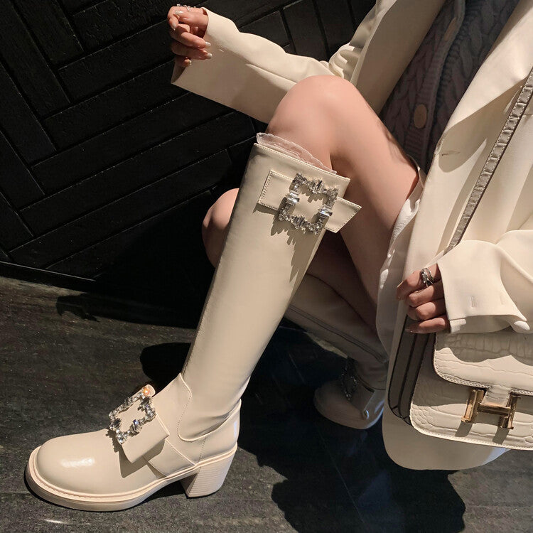 Karin Luna has prepared stock  Custom Large Square Buckle Bowknot Fastener Elegant Long Boots