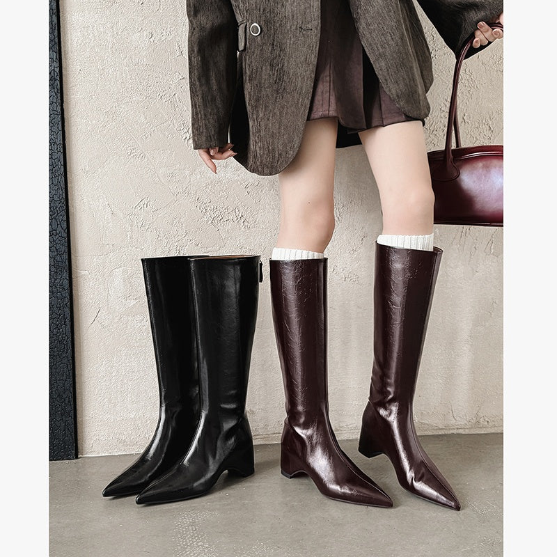 Karin Luna Elegant Style Pointed Toe Internal Height Increase Long Boots