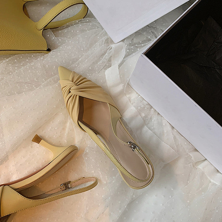 Karin Luna In Stock In Stock  Exquisite Pointed Toe Backless Closed-Toe Stiletto Sandals