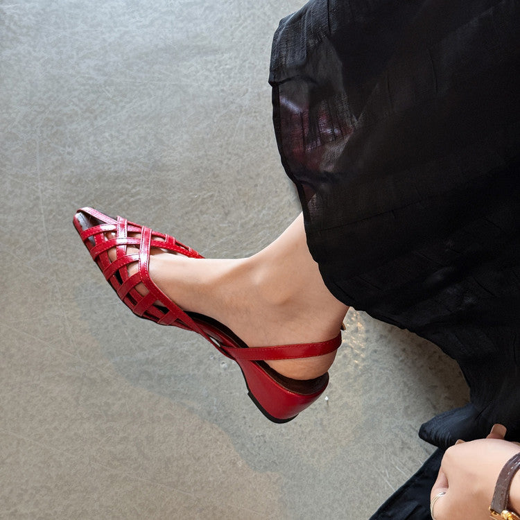 Karin Luna Braided Style ~Cross-woven Pointed Toe Closed-toe Sandals