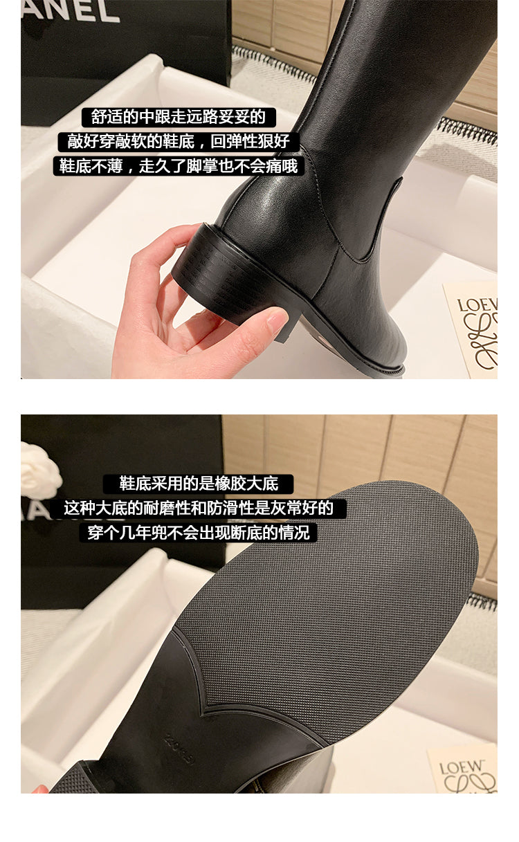 Karin Luna Internet Celebrity Photo  Best-selling in stock Full Leather Basic Long Boots  Winter Essential Combat Boots