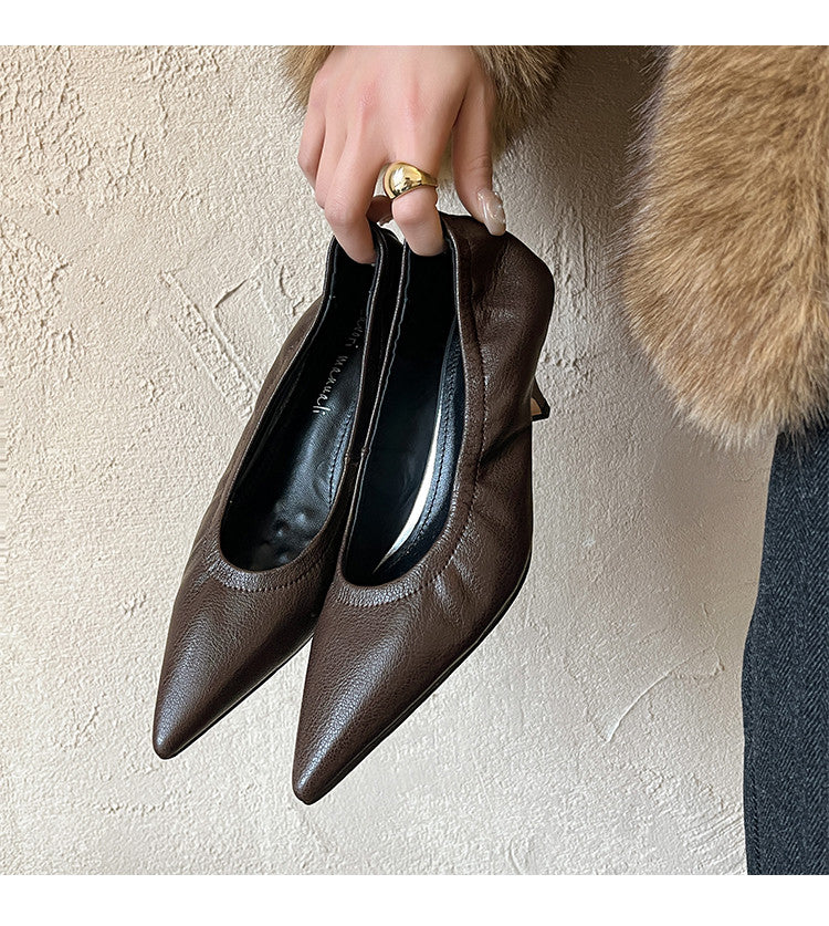 Karin Luna In Stock Spot Goods    Vintage Classic Style Shallow Mouth Single Shoes