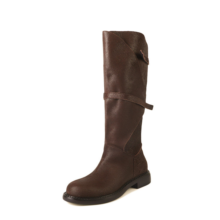 Karin Luna In Stock Spot Goods   Heavy-duty Edition Highly Consuming Material Round Toe Long Boots