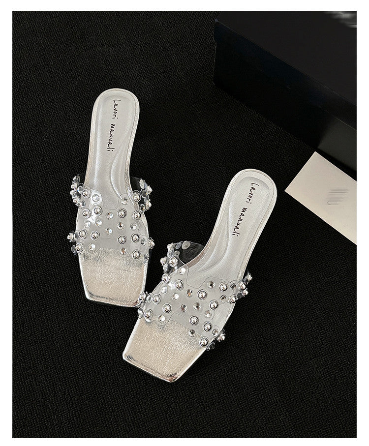 Karin Luna In Stock Spot Goods Classic versatile transparent sequin slippers