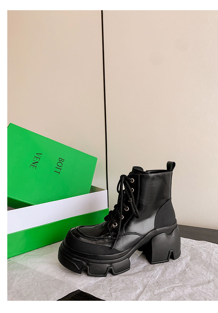 Karin Luna Casual Thick Sole Lace-up Short Boots