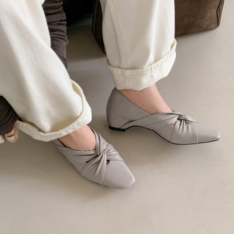 Karin Luna Cross Design Square Toe Hidden Wedge Shoes