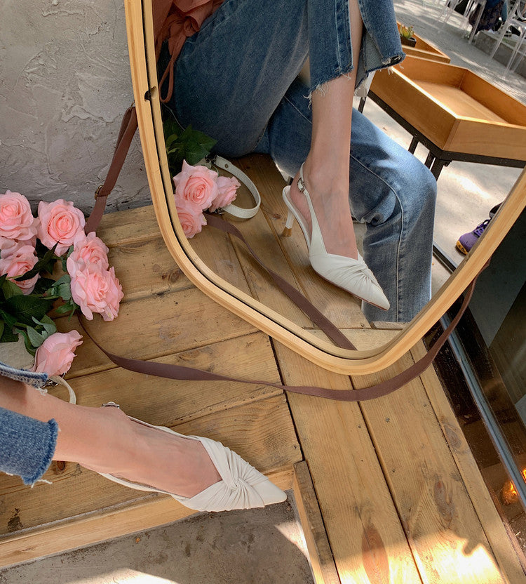 Karin Luna In Stock In Stock  Exquisite Pointed Toe Backless Closed-Toe Stiletto Sandals