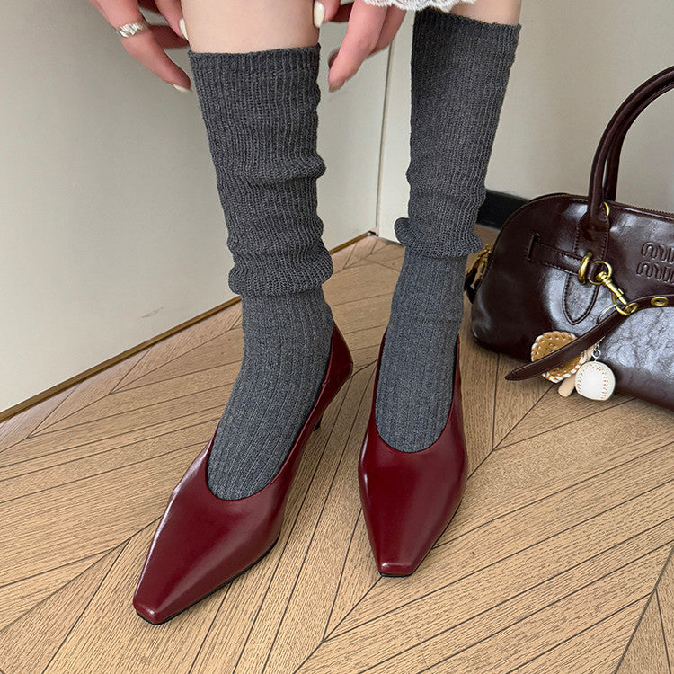Karin Luna In Stock In Stock ~Basic Versatile French Style Small Square Toe Shallow Mouth Single Shoes