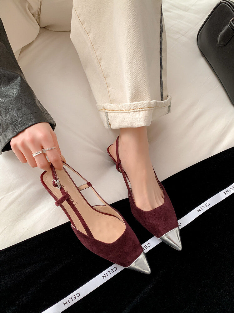 Karin Luna In Stock 24New Year's stock is now available Color Block Pointed Toe Full Leather Sandals