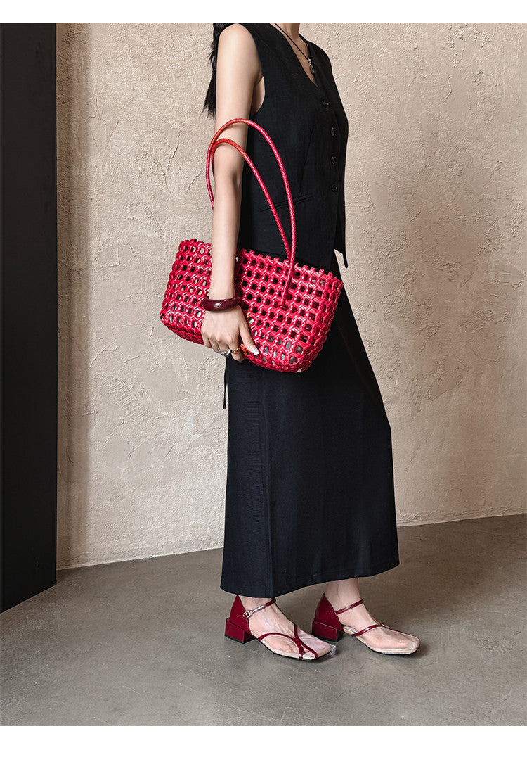 Karin Luna In Stock In Stock  Internet Celebrity Style Square Toe Mesh Chunky Heel Sandals