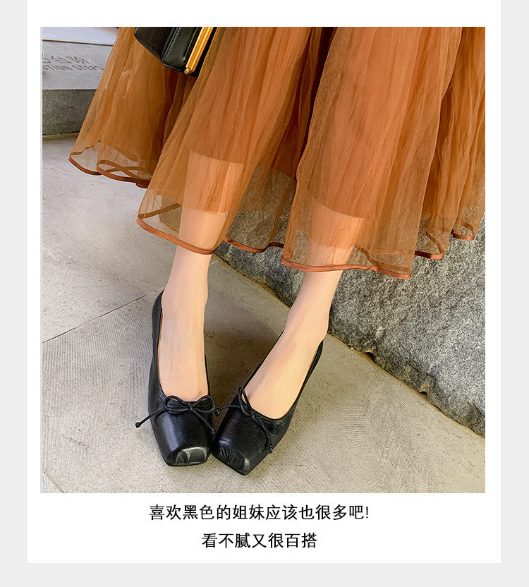 Karin Luna In Stock In Stock ~Full leather inside and out Pig Nose Bow Retro Thick Heel Mary Jane Shoes