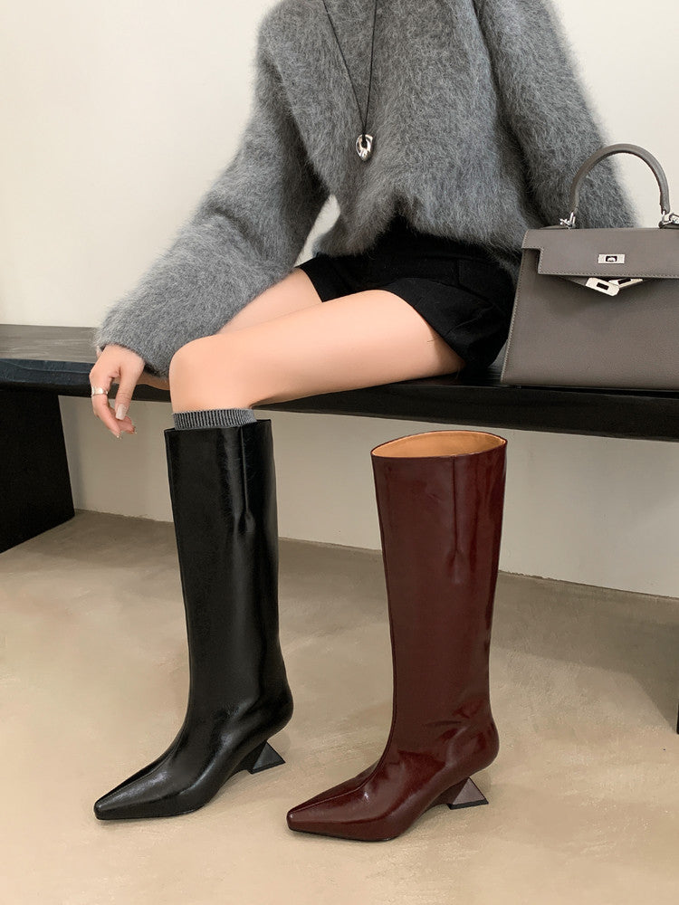 Karin Luna European and American Style Unisex Square-Toed Long Boots