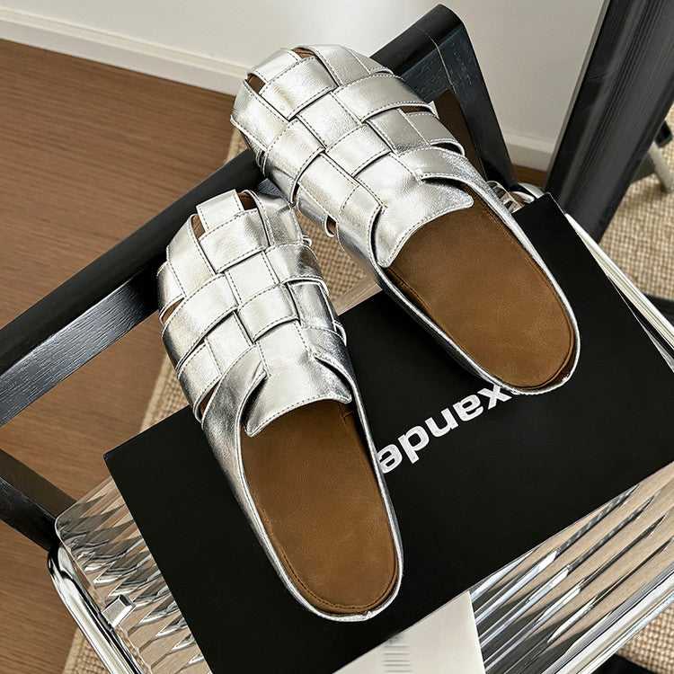Karin Luna Full Layer Inside and Out~Basic Versatile Perforated Round Toe Birkenstock Slippers