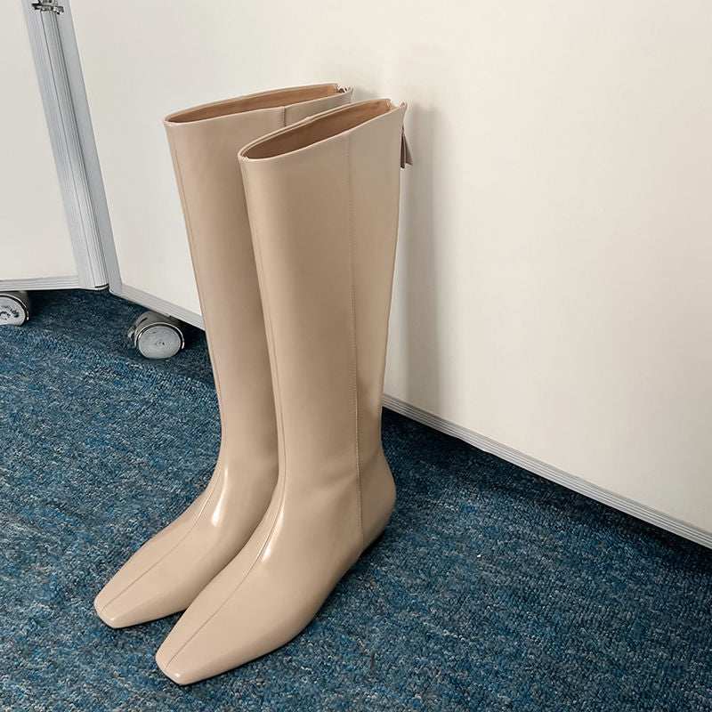 Karin Luna Minimalist Style Square-Toe Hidden Heel Long Boots