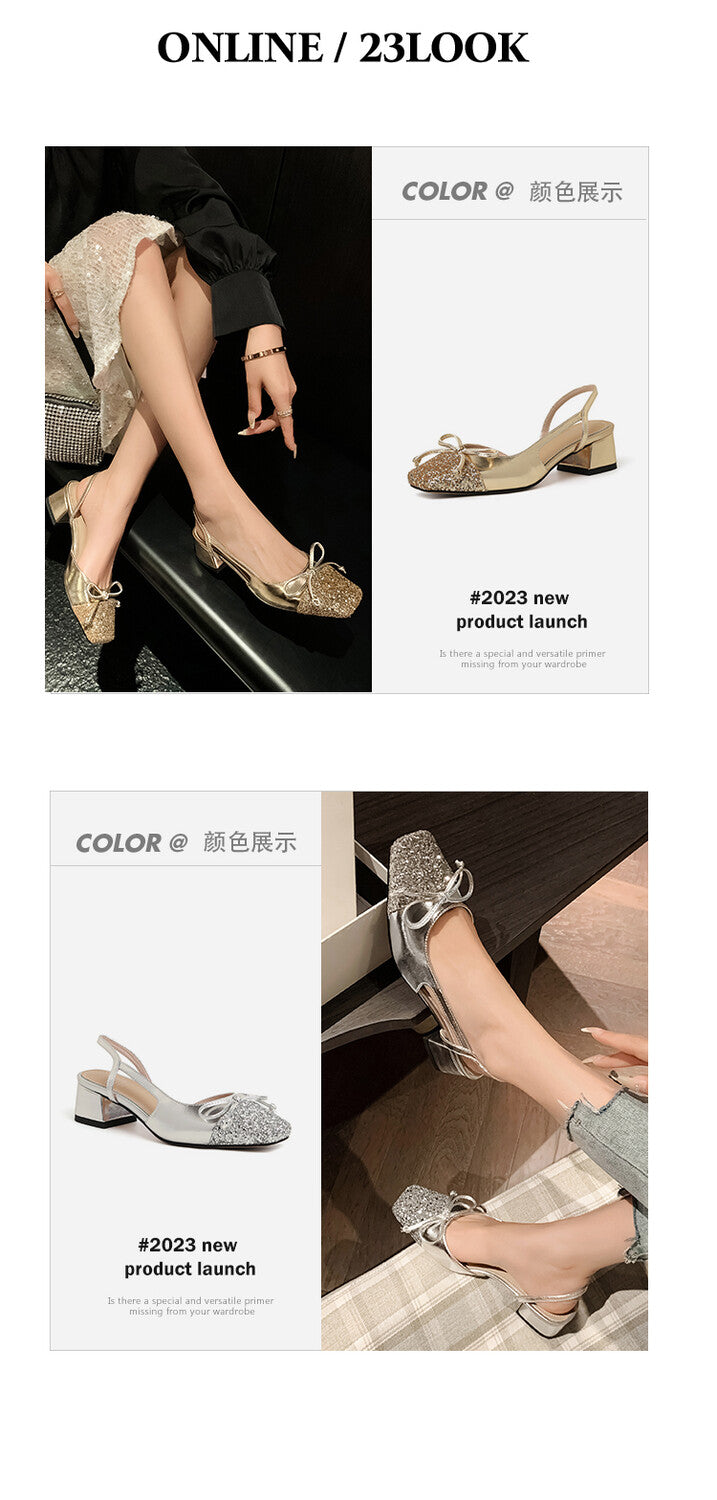 Karin Luna In Stock Spot Goods  Square Head Butterfly Knot Square Toe Unique Gretel Sandals