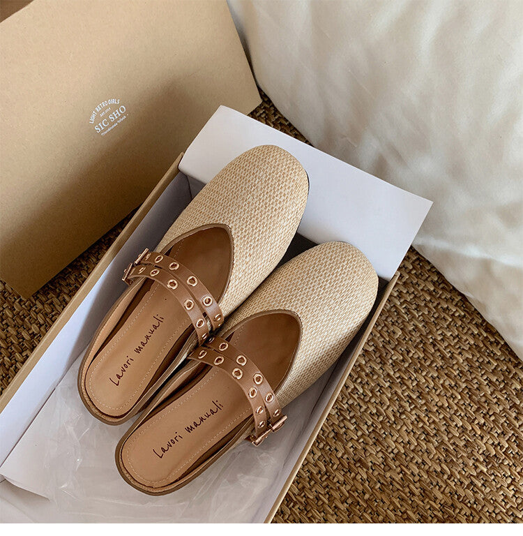 Karin Luna  Closed-Toe Woven Style Height-Increasing Slippers