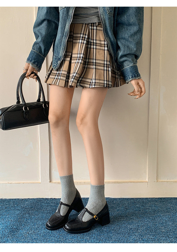 Karin Luna In Stock Spot Goods Vintage Braided Twist High Heels T Round Toe Thick Sole Single Shoes