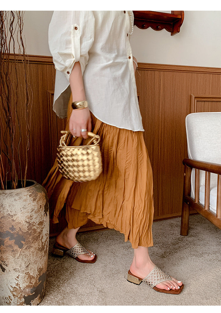 Karin Luna Hot-Selling Braided Style  In stock Toe-strap Woven Sofa Insole Slippers