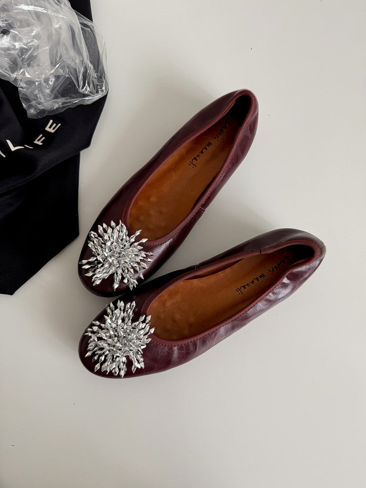 Karin Luna Full Leather Inside and Out~Gorgeous Fireworks Flat Granny Shoes