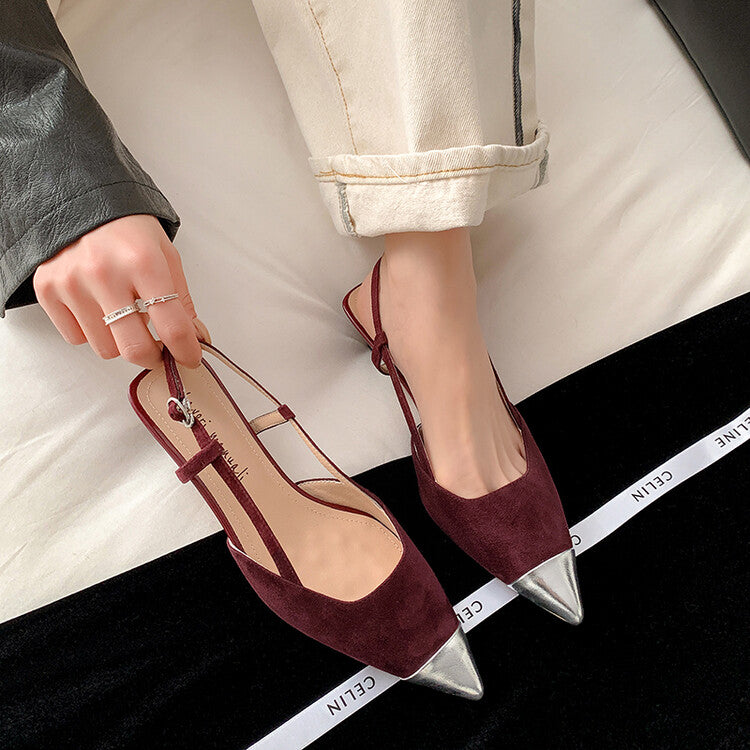Karin Luna In Stock 24New Year's stock is now available Color Block Pointed Toe Full Leather Sandals