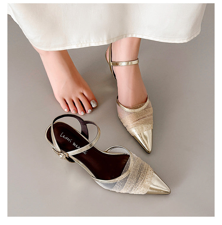 Karin Luna In Stock Spot Goods  Elegant Mesh Pointed Toe Sandals