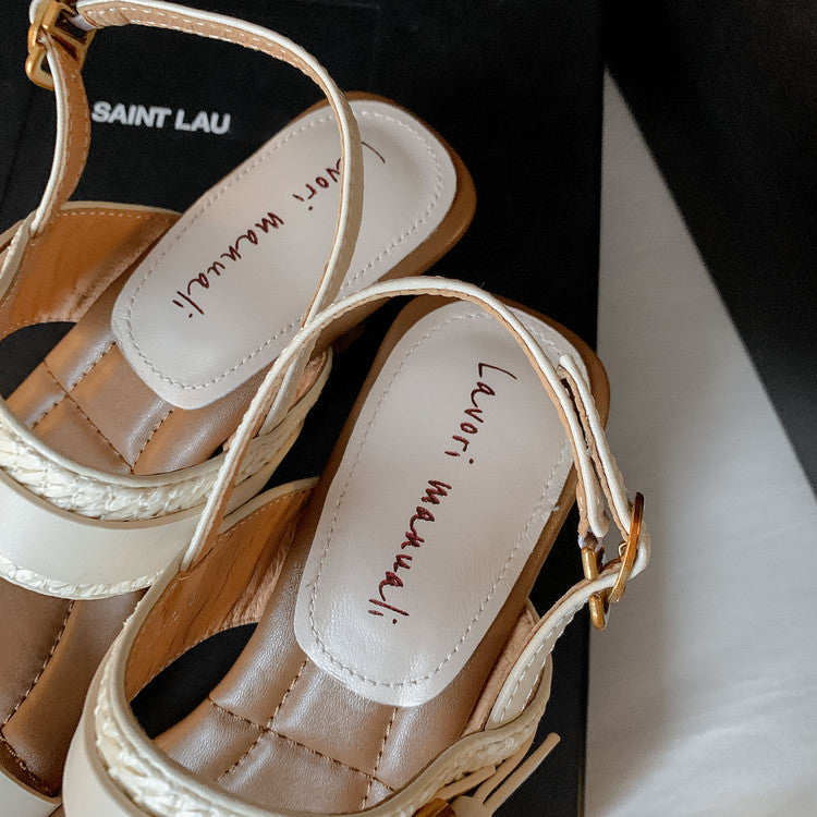 Karin Luna In Stock Spot Goods Vacation style Sofa Cushion Square Toe Irregular Heel Open-Toe Sandals