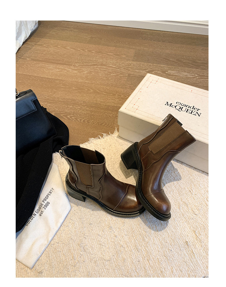 Karin Luna In Stock Spot Goods  Round Toe Stretch Round Toe Chelsea Short Boots