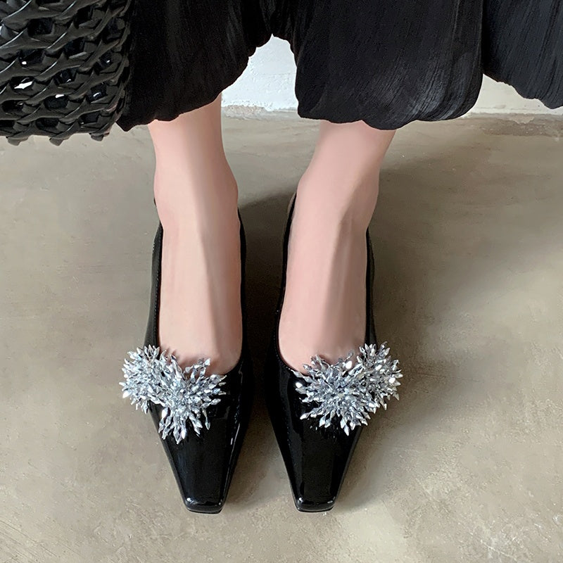 Karin Luna Brilliant Fireworks~Elegant Square-Toed Closed-Toe Chunky Heel Sandals