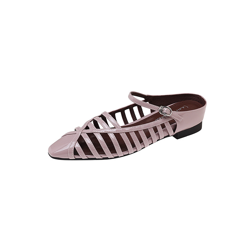 Karin Luna In Stock Spot Goods   French Retro Hollow Small Square Toe One-Strap Slippers