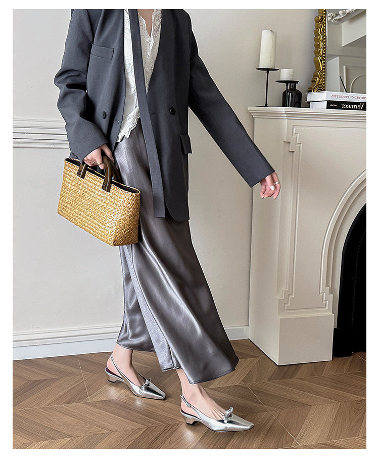 Karin Luna In Stock In Stock Sweet Bowknot Small Square Toe Chunky Heel Closed-toe Elegant Retro Sandals