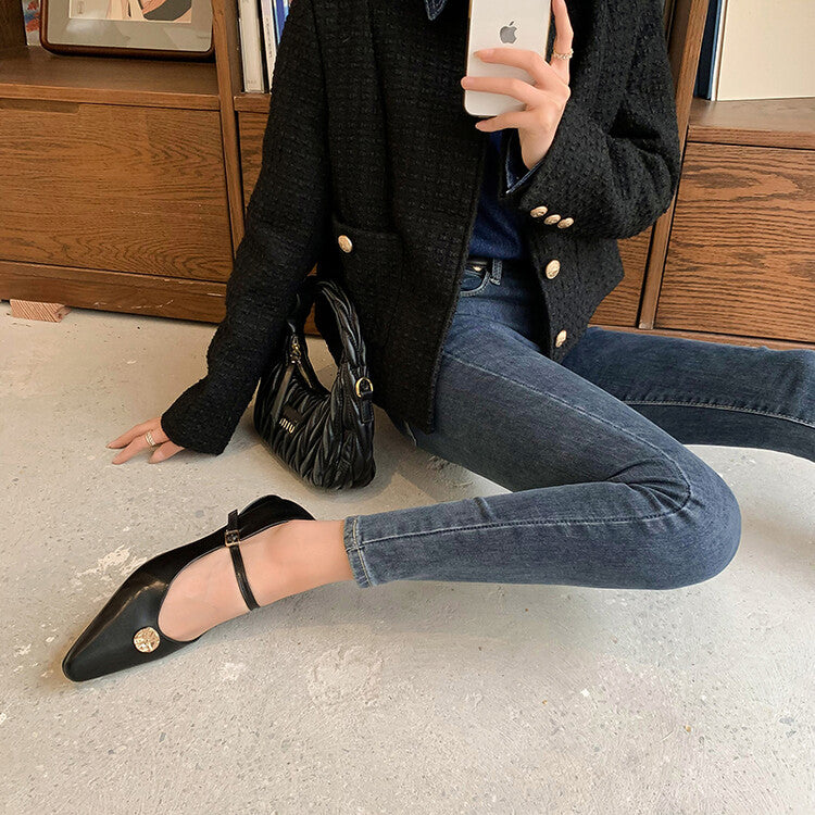 Karin Luna Camellia Story~In stock  Full Leather Shallow Mouth Single Shoes