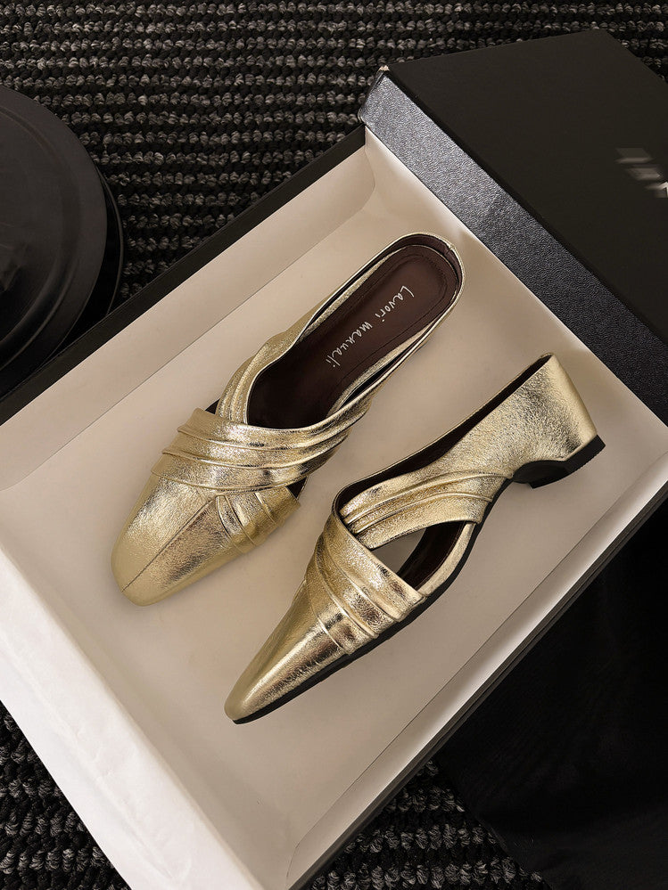 Karin Luna In Stock In Stock Basic Elegant Fairy Style Small Square Toe Sheepskin Slippers