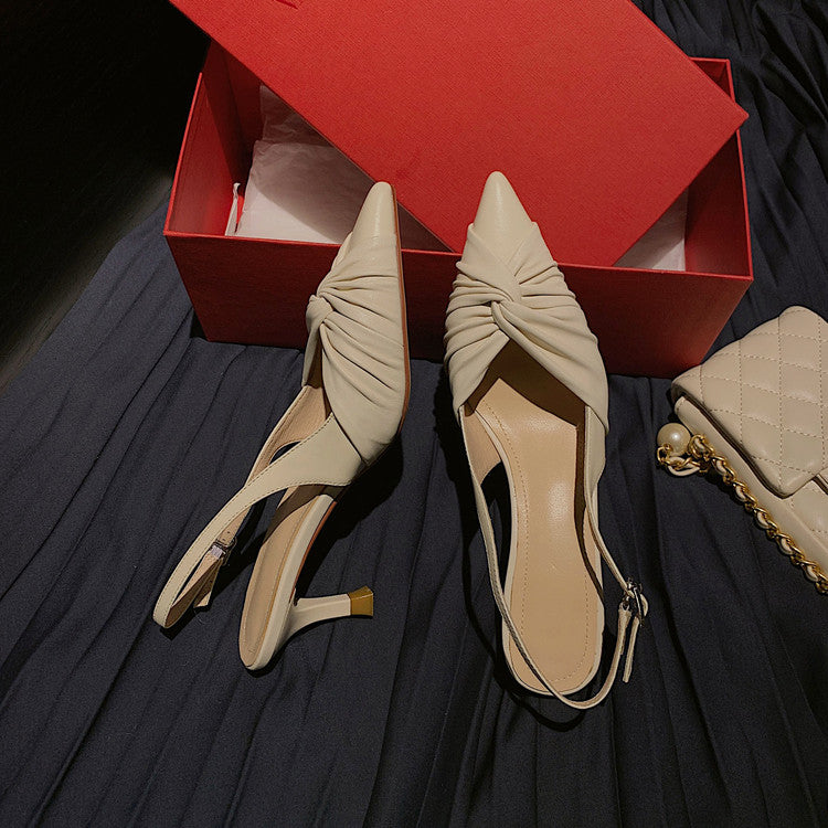 Karin Luna In Stock In Stock  Exquisite Pointed Toe Backless Closed-Toe Stiletto Sandals