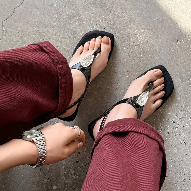 Karin Luna Bestseller Element Square Toe Irregular Heel Super Stable Toe Clip Sandals