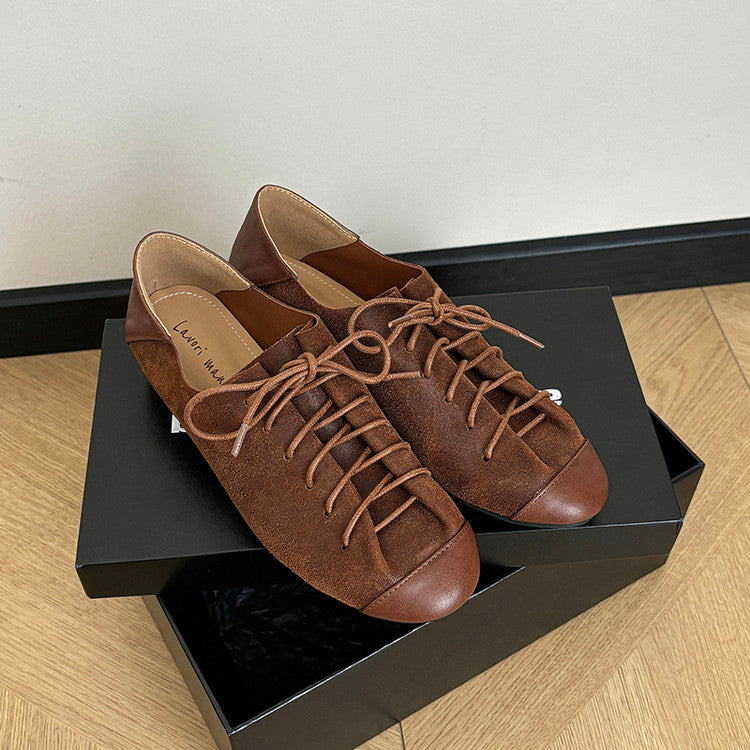 Karin Luna In Stock In Stock   Xiaohongshu Hot-Selling Lace-Up Round-Toe Deep Mouth Single Shoes