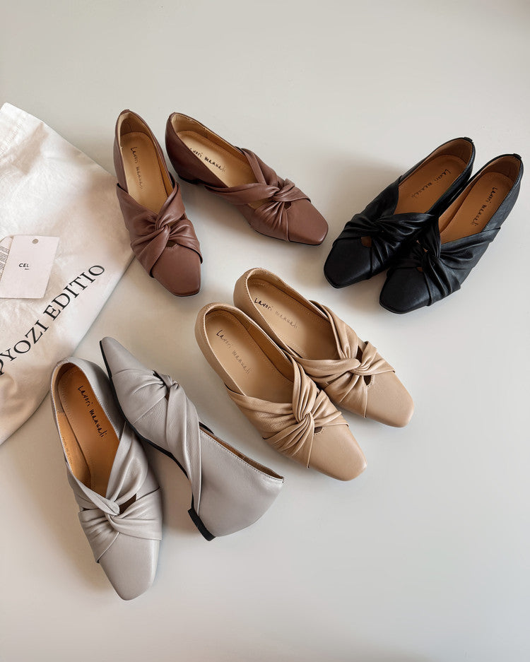 Karin Luna Cross Design Square Toe Hidden Wedge Shoes