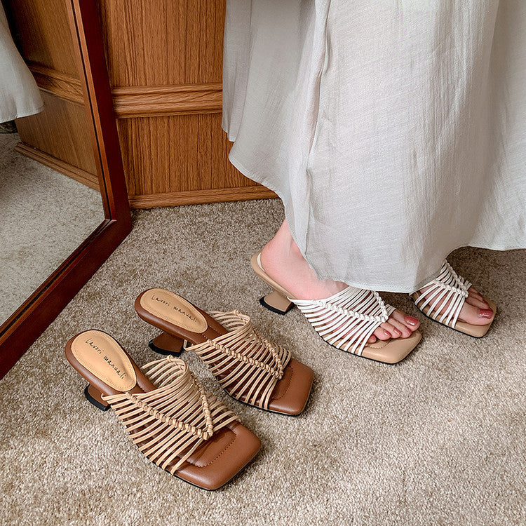 Karin Luna Bestseller Woven Vacation Style Series~ Elegant High Heel Slippers