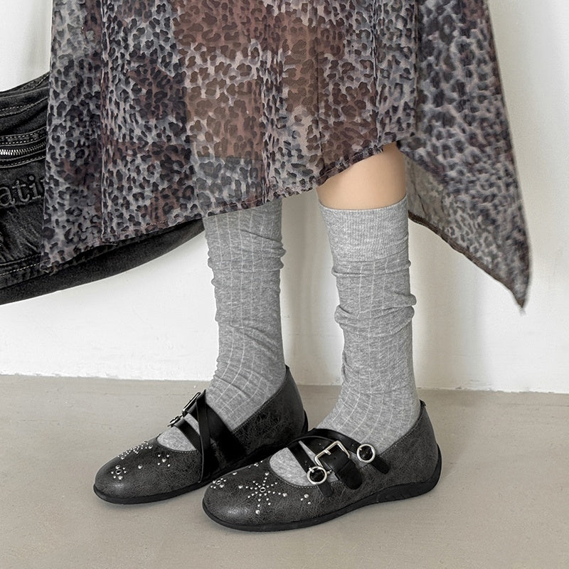 Karin Luna In Stock Spot Goods Studded Rivet Hidden Wedge Mary Jane Shoes