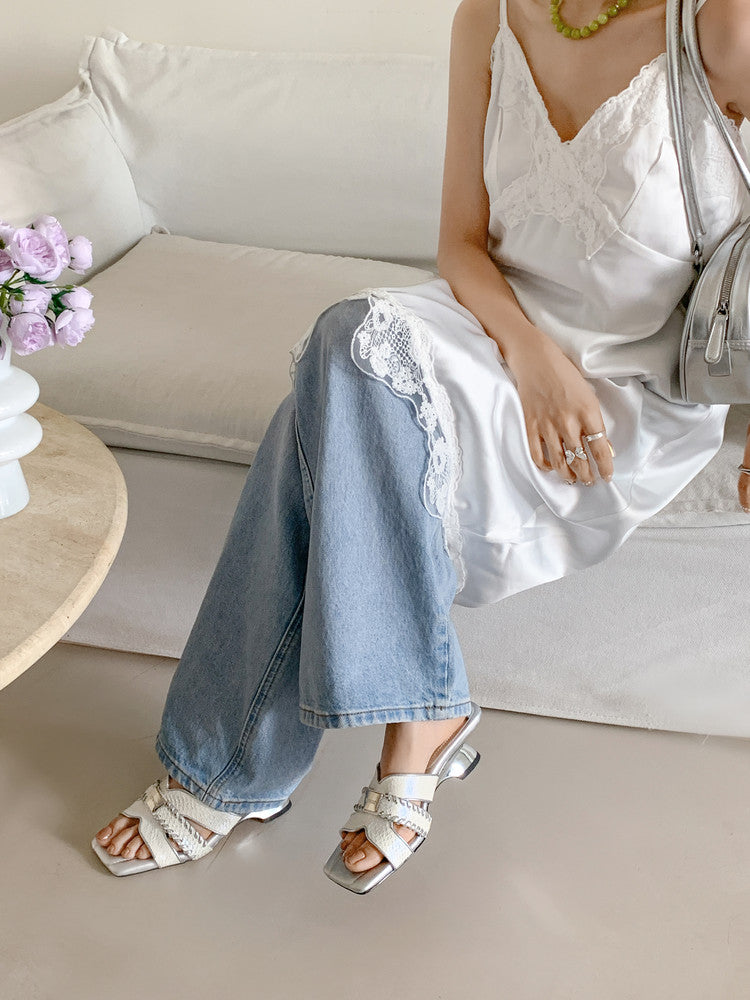 Karin Luna Fish Skin Series~ Hot-selling Square-Toe Slippers with Built-in Traffic