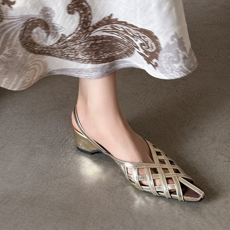 Karin Luna Braided Style ~Cross-woven Pointed Toe Closed-toe Sandals