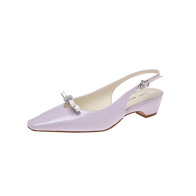 Karin Luna In Stock In Stock Sweet Bowknot Small Square Toe Chunky Heel Closed-toe Elegant Retro Sandals