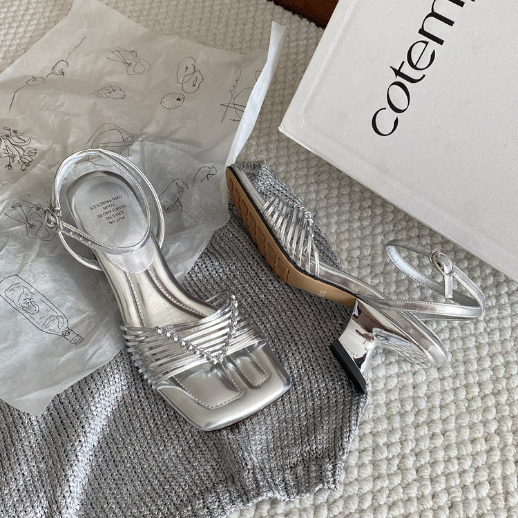 Karin Luna Data Hot Item  Comes with data plan included Hand-woven Square Toe Sofa Insoles Irregular Heel Sandals