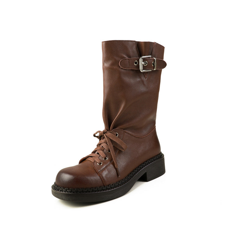Karin Luna Bestseller Large Tube Thick Sole Martin Boots with Belt Buckle
