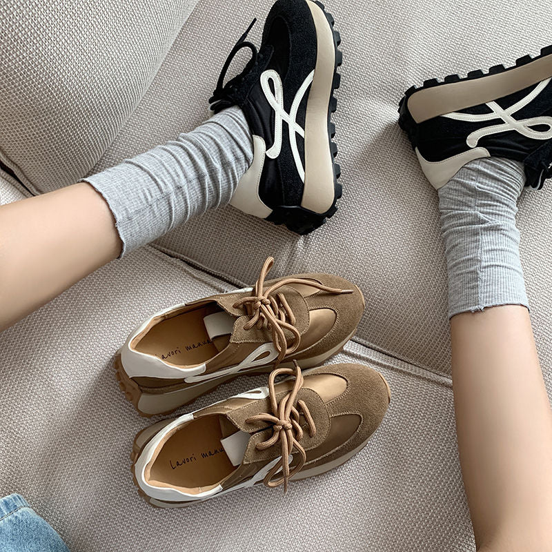 Karin Luna Casual Shoes Series~  In Stock Hot-Selling Versatile Lace-Up Thick-Soled Deep Mouth Single Shoes