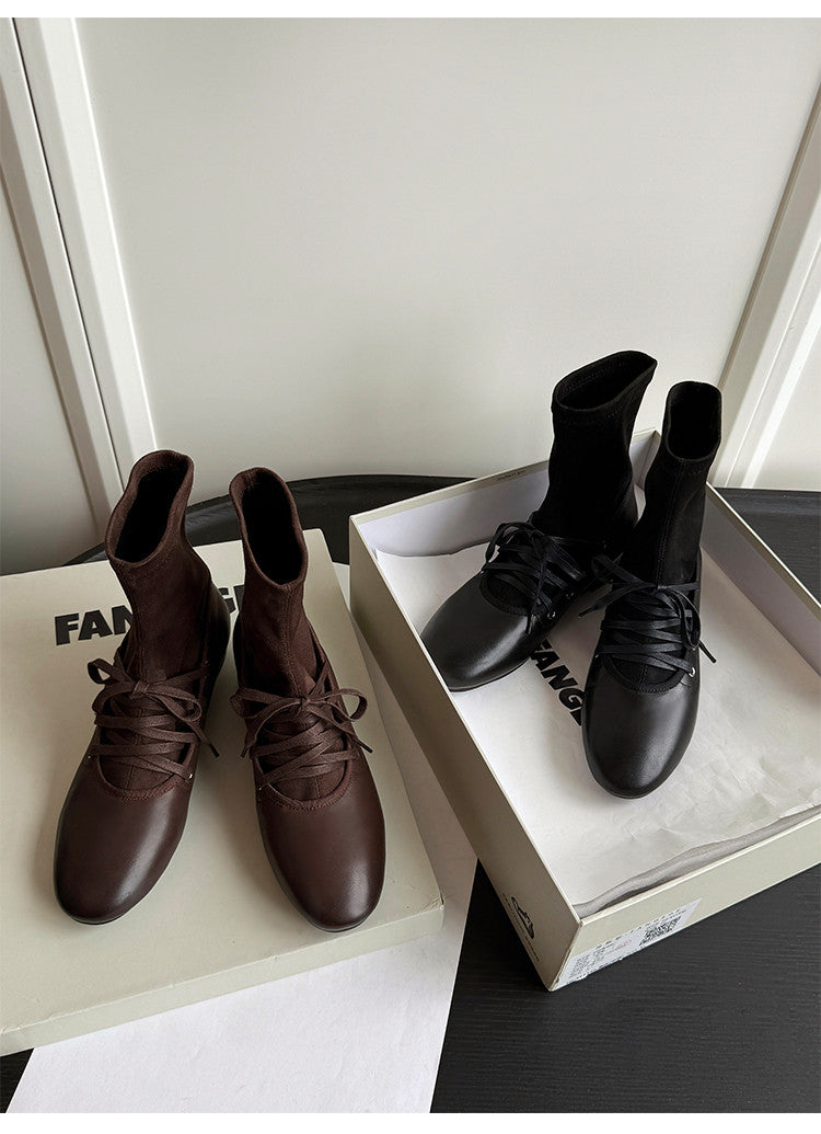 Karin Luna Round Toe Internal Height Increase Lace-up Ankle Boots
